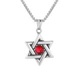 color: Hexagram Red Rhinestone + Stainless Steel Chain