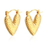 color: Hammered Heart Small Earrings Gold MS-302