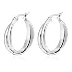 color: Double Dome Steel Color Earrings