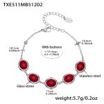 color: TXE511-Red Color Glass Stone Steel Color Bracelet 17+5cm
