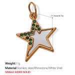 color: PJ281GNG Green Rhinestone White Shell Gold Pendant