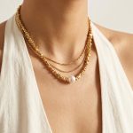 Single Pearl Pendant Irregular Obsidian Plated 18K Gold Light Luxury All-Match Clavicle Chain Female Accessories