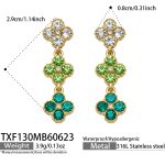 color: TXF130-Green Color Zircon Gold Earrings