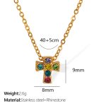color: XL218 Multicolor Rhinestone Gold Necklace