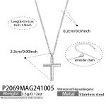 color: P2069-Steel Color Cross Set with Stone Necklace