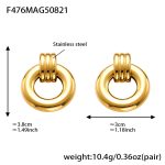 color: F476-Gold Round Hollow Earrings