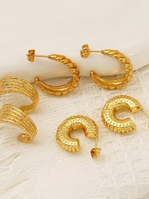Elegant stainless steel earrings, women’s high-end vintage statement earrings