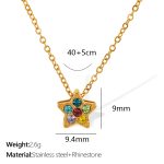 color: XL220 Multicolor Rhinestone Gold Necklace