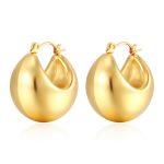 color: Big Half Round Hollow Earrings Gold MS-147