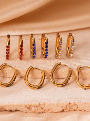 18K Gold Inlaid Zircon Stainless Steel Earrings Women's Light Luxury Ear Clip All-Match Earrings