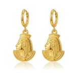 Gold Egyptian Pharaoh Series Stainless Steel Earrings, Vintage-Style Ethnic Ear Accessories for Women
