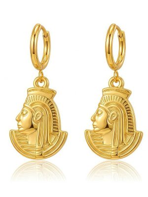 Gold Egyptian Pharaoh Series Stainless Steel Earrings, Vintage-Style Ethnic Ear Accessories for Women