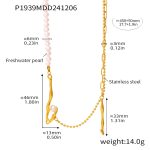 color: P1939-Gold Freshwater Pearl Necklace