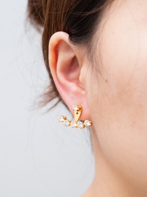 Stainless Steel round Claw Zircon Earrings Simple Women's Light Luxury 18K Gold Plating