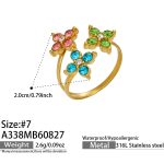color: A338-Colorful Zircon Gold Open Ring / size: US 7