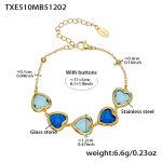 color: TXE510-Mixed Blue Faceted Stone Gold Bracelet 16.5+5cm