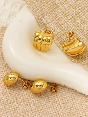 All-Matching High-Grade Stainless Steel Studs Women's Gold-Plated Non-Fading Personality Ornament