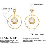 color: F979-White Glass Stone Gold Earrings