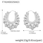 color: F741-Steel Color Geometric Hollow Earrings