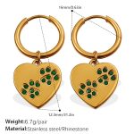 color: EH1159GNG Green Rhinestone Gold Earrings