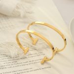 Personality Unisex All-Match Geometric T Shape Open-Ended Bracelet Female Stainless Steel Plated 18K Gold Hand Ornament Z153