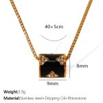 color: XL291 Black Enamel Gold Necklace