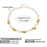 color: TXP600-White Resin Gold Necklace -44.5+5cm