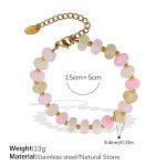 color: SL230PYG Pink Yellow Natural Stone Bracelet