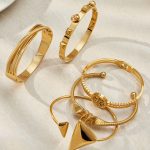 Stainless Steel Geometric Open Bracelet 18K Gold Plating Irregular All-Match Bracelet