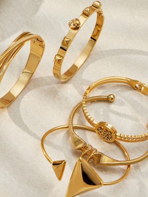 Stainless Steel Geometric Open Bracelet 18K Gold Plating Irregular All-Match Bracelet