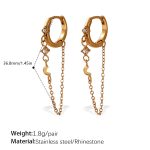 color: EH971WEG White Rhinestone Gold Earrings