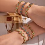 Natural Stone Marine Inlaid Stainless Steel Plated 18K Gold Bracelet Ornament Women's Jewelry Pearl