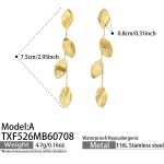 color: TXF526-A Style Leaf Hammered Gold Earrings