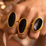 Oval Open Ring French Entry Lux Drip Heavy Industry Casting Stainless Steel PVD Gold Plated Color Retention