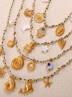 Personalized DIY Pendant Knotted Chain Bracelet Non-Fading Ocean Necklace Ornament Women