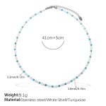 color: XL833BWS White Shell Turquoise Beaded Chain