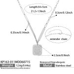 color: KP163-011-Cube Pendant Steel Color Necklace -54+5cm