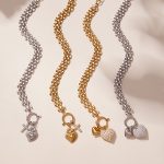 Heavy Industry Watch Chain Elastic Buckle Fully Jeweled Loving Heart Zircon Bracelet Clavicle Chain PVD Gold Plated Jewelry