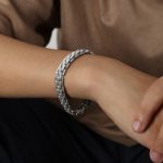 color: NE008-Steel Color Diagonal Box Buckle Bracelet -20cm