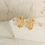 Simple Glossy Hemp Flowers Chain C- Shaped 18K Gold Plating Earrings Stainless Steel Non-Fading Earrings Graceful Personality Women