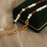 New Palace Mild Luxury Retro Natural Tigereye Freshwater Pearl Handmade Beaded Necklace Bracelet Jewelry