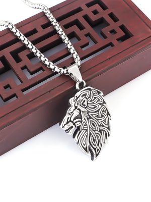 Retro Male Lion's Head Stainless Steel Necklace Domineering Personalized Hip Hop Literary Men Accessories Pendant
