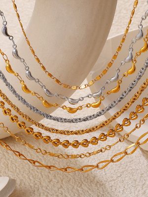 Designer Model Small Bananas Geometric High-Grade Women's Necklace Clavicle Chain Stainless Steel Plated 18K Gold Accessories