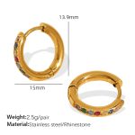 color: EH803 Multicolor Rhinestone Gold Earrings