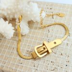Hot Blade Chain Watchband Buckle Necklace Women's Hip Hop Stainless Steel Collarbone Necklace Bracelet Jewelry Set Jewelry