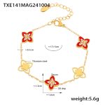 color: TXE141-Gold Red Enamel Bracelet