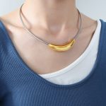 color: P1604-Steel-Gold Color Necklace -40cm