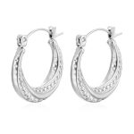 color: Pattern Round Stamped Earrings Steel Color