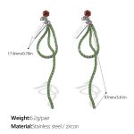 color: EH970GNS Green Zircon Silver Earrings