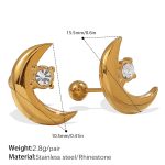 color: EH1164WEG White Rhinestone Gold Stud Earrings